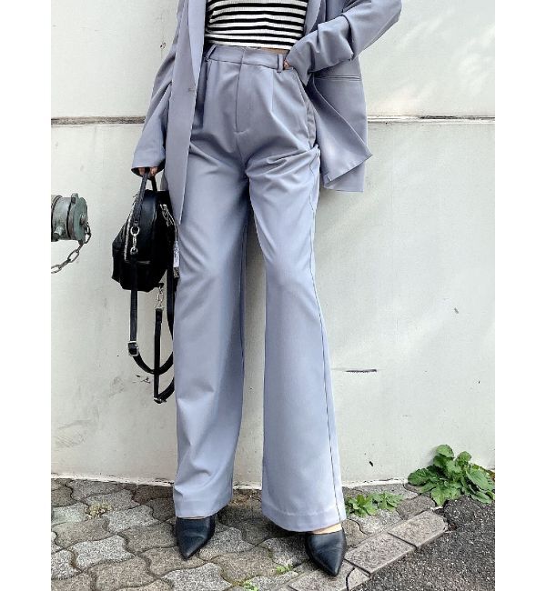 GYDA「ハイウエストストレートパンツ」|その他|アイスブルー