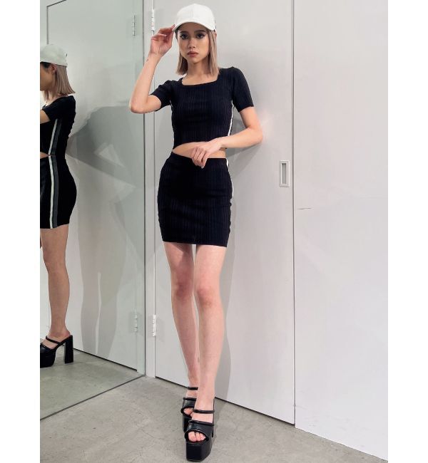 GYDA「サイドラインニットスカートライクショートパンツ【SETUP着用可】」|スカート|