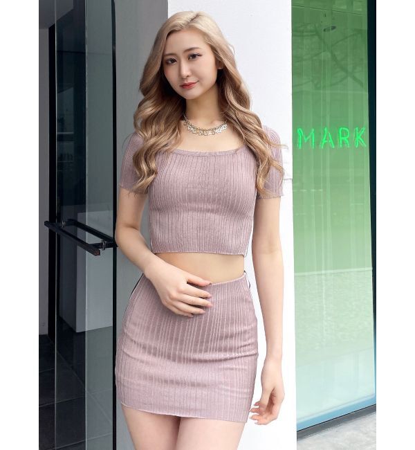 GYDA「サイドラインニットスカートライクショートパンツ【SETUP着用可】」|スカート|