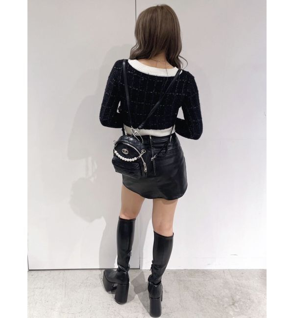 GYDA「ツイードライクエンブレムニットカーディガン」|カーディガン|