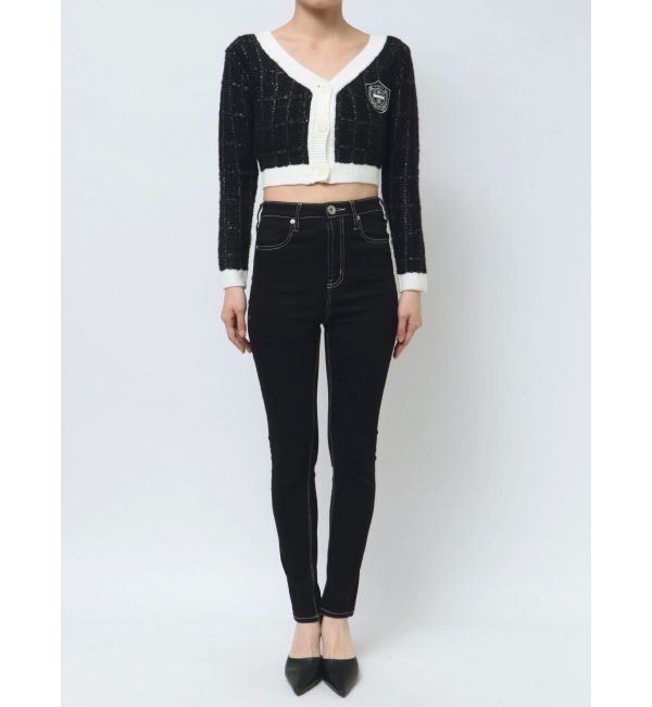 GYDA「ツイードライクエンブレムニットカーディガン」|カーディガン|