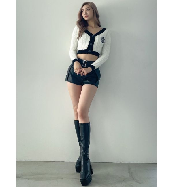 GYDA「ツイードライクエンブレムニットカーディガン」|カーディガン|