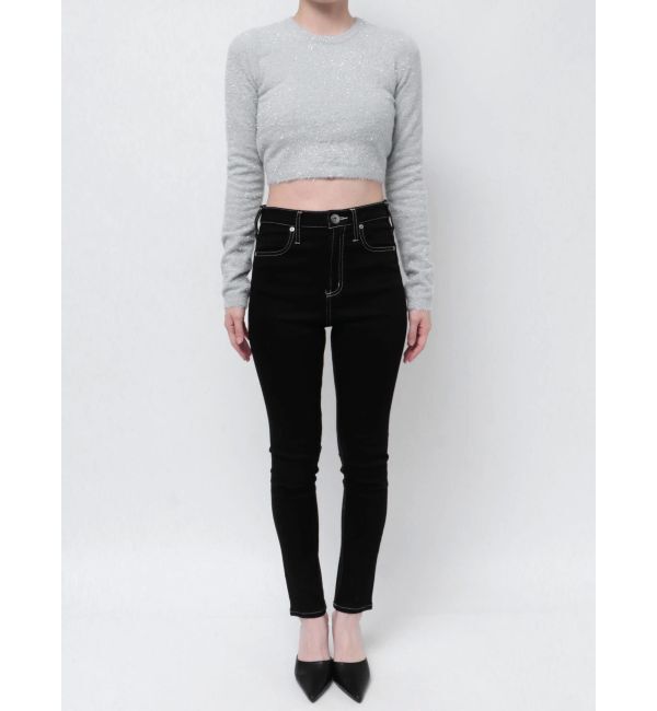 GYDA「BACK リボンラメシャギーショートニットトップス」|ニット・セーター|