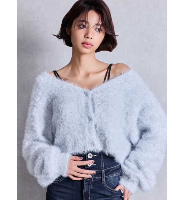 GYDA「ラメシャギーニットカーディガン」|カーディガン|