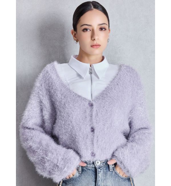 GYDA「ラメシャギーニットカーディガン」|カーディガン|