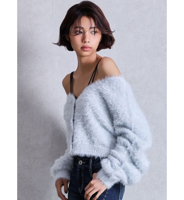 GYDA「ラメシャギーニットカーディガン」|カーディガン|