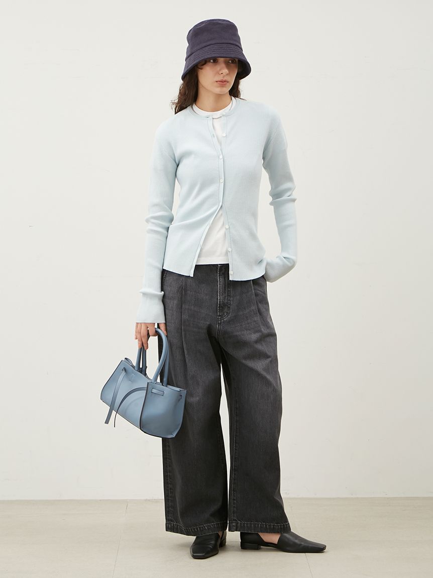 Mila Owen「【WEB限定00サイズ】ルーズフィットタックバギーデニムパンツ」|デニム|