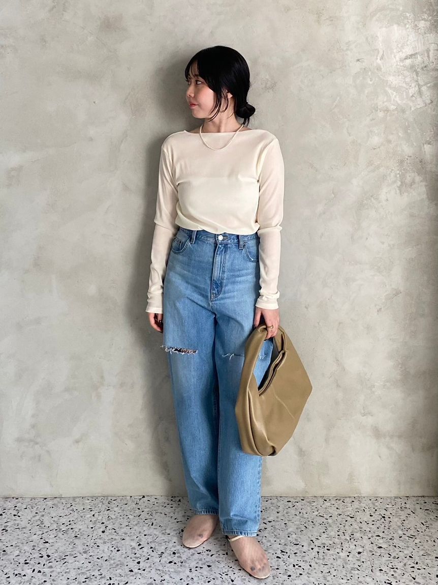 Mila Owen「【WEB限定00サイズ】ワイドテーパードカットアウトデニムパンツ」|デニム|