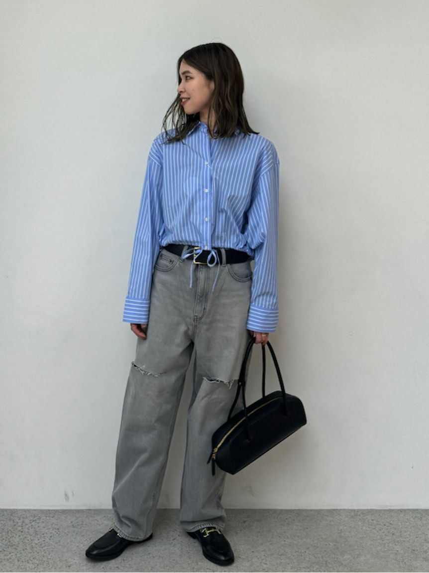 Mila Owen「【WEB限定00サイズ】ワイドテーパードカットアウトデニムパンツ」|デニム|