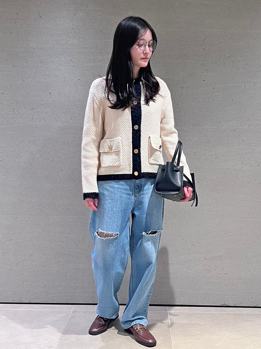 Mila Owen「【WEB限定00サイズ】ワイドテーパードカットアウトデニムパンツ」|デニム|