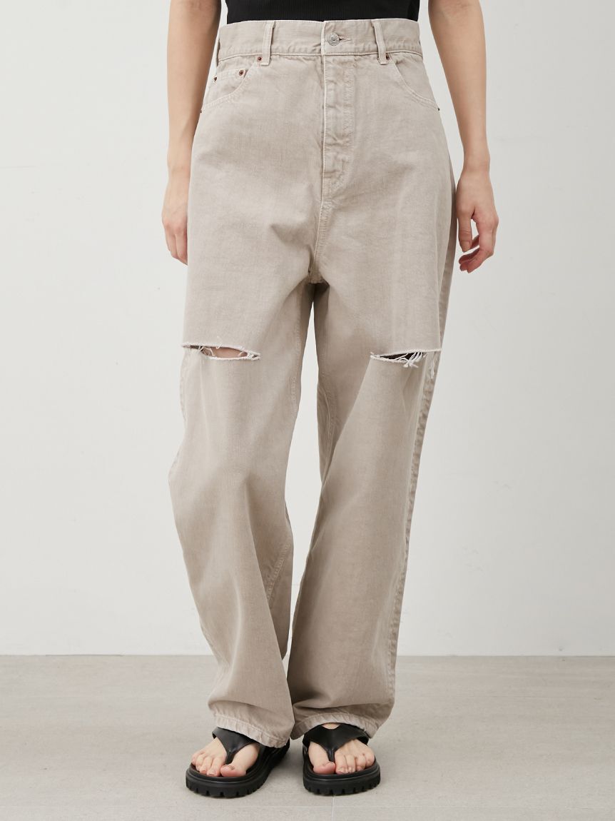 Mila Owen「【WEB限定00サイズ】ワイドテーパードカットアウトデニムパンツ」|デニム|