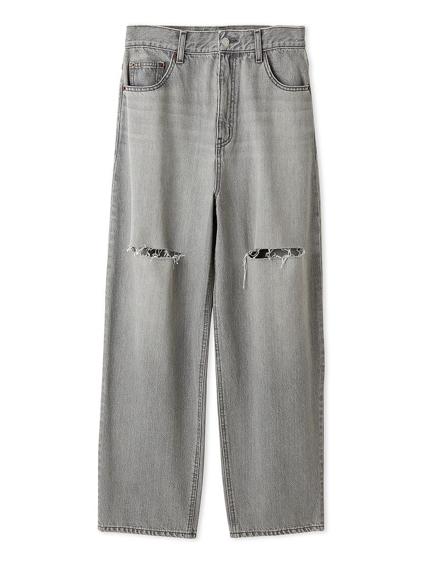 Mila Owen「【WEB限定00サイズ】ワイドテーパードカットアウトデニムパンツ」|デニム|