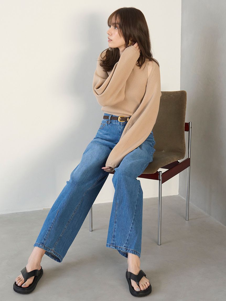 Mila Owen「ウエストゴムカーヴィデニム【ウォッシャブル】」|デニム|