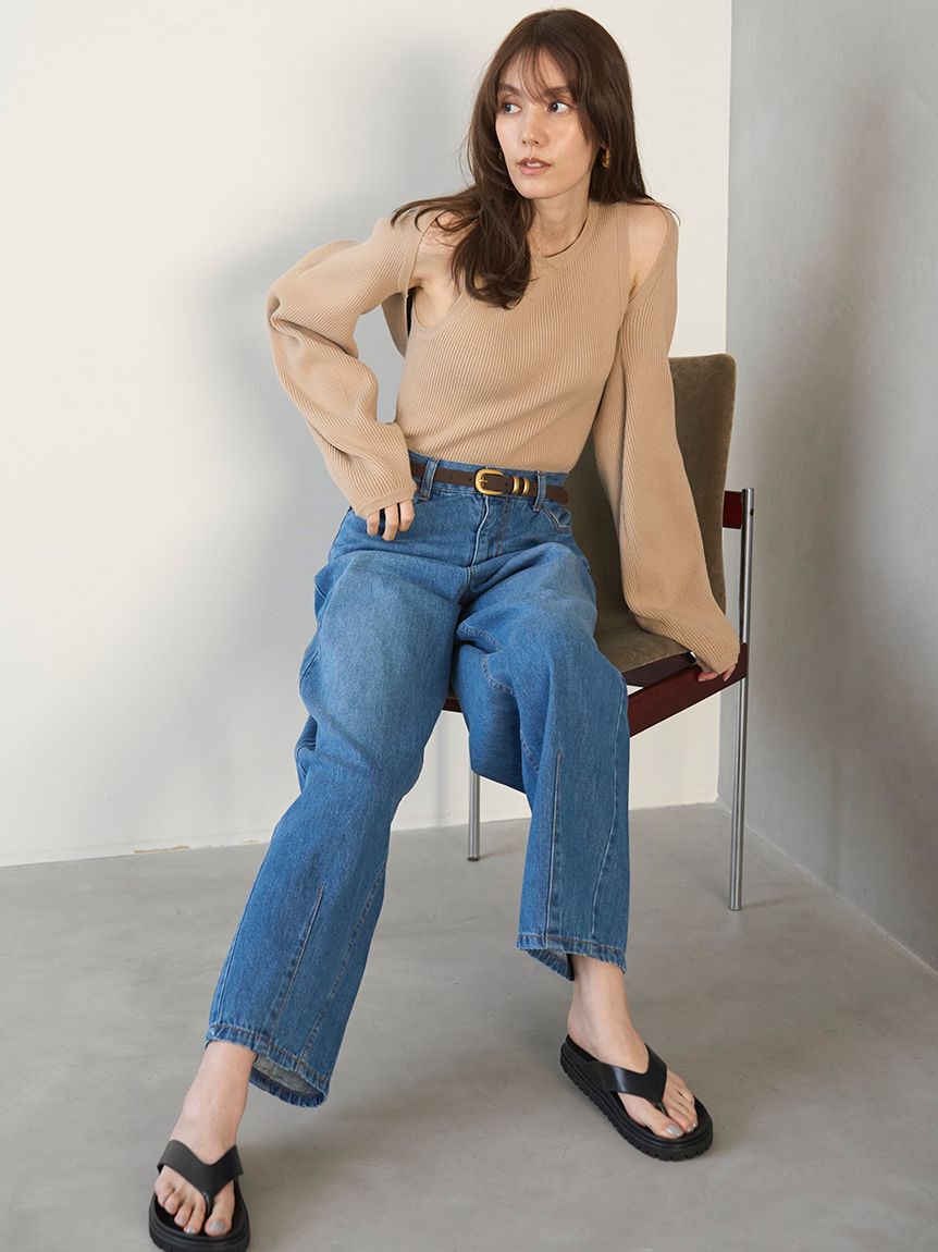 Mila Owen「ウエストゴムカーヴィデニム【ウォッシャブル】」|デニム|