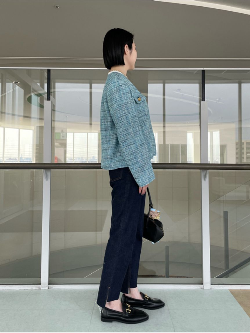 Mila Owen「裾段差テーパードデニムパンツ」|デニム|