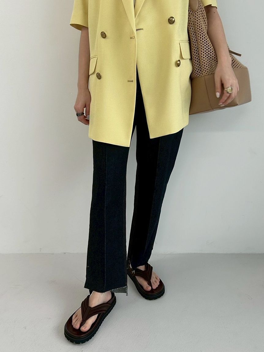 Mila Owen「裾段差テーパードデニムパンツ」|デニム|