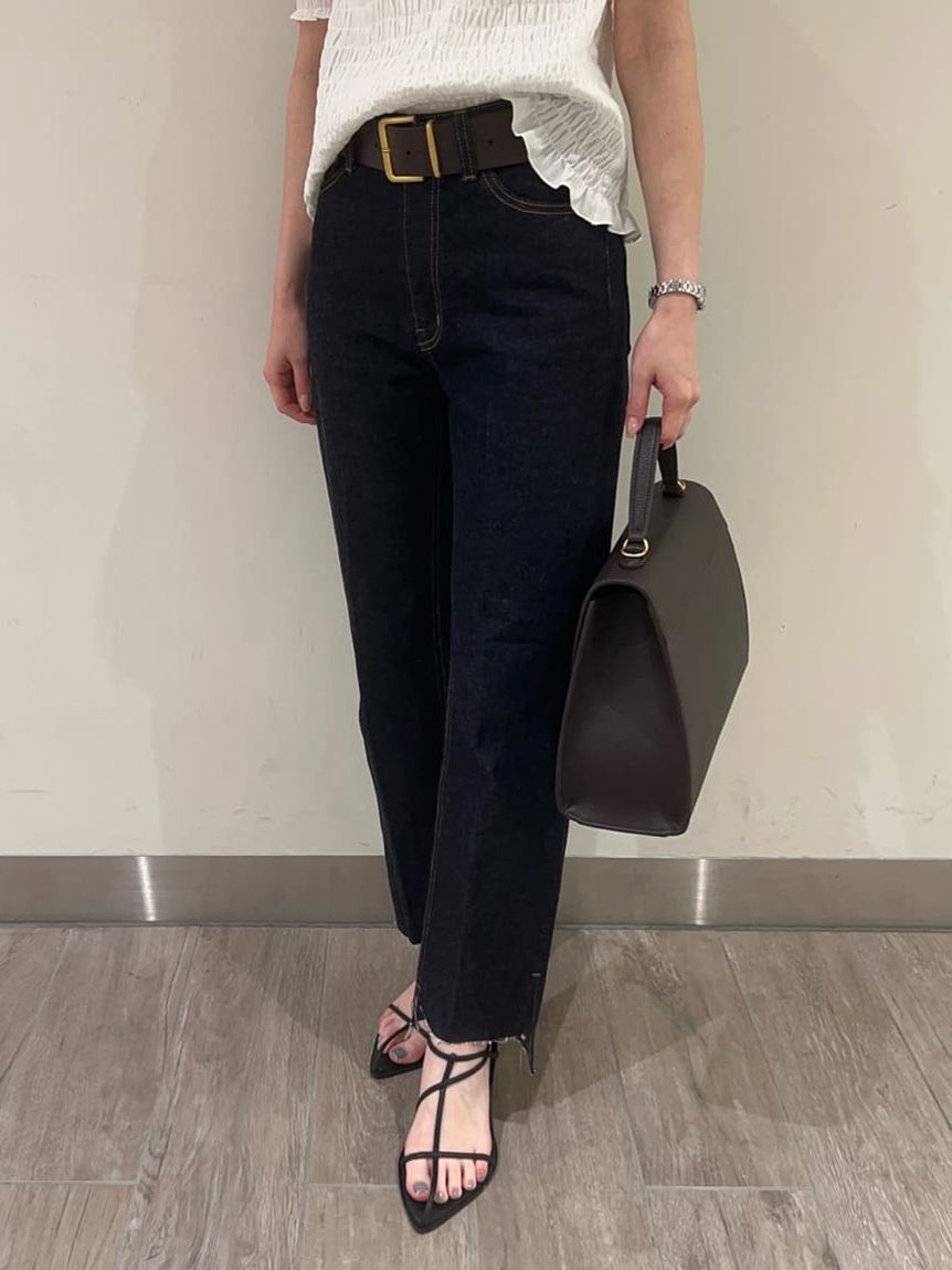 Mila Owen「裾段差テーパードデニムパンツ」|デニム|