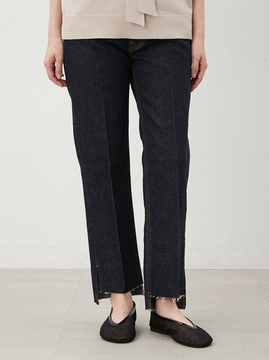 Mila Owen「裾段差テーパードデニムパンツ」|デニム|