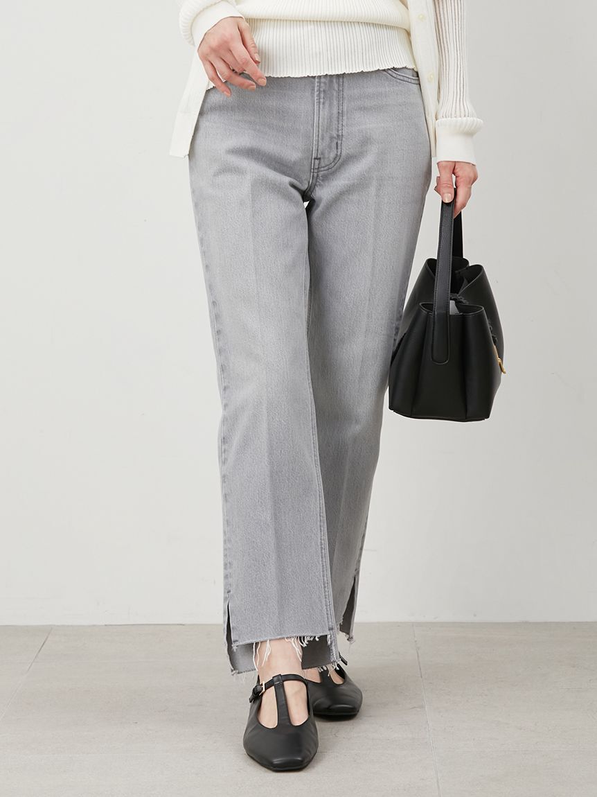 Mila Owen「裾段差テーパードデニムパンツ」|デニム|