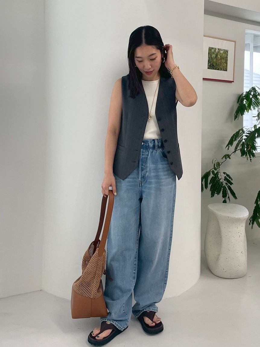 Mila Owen「【ウォッシャブル】ウエストゴムギャザーデニムパンツ」|デニム|