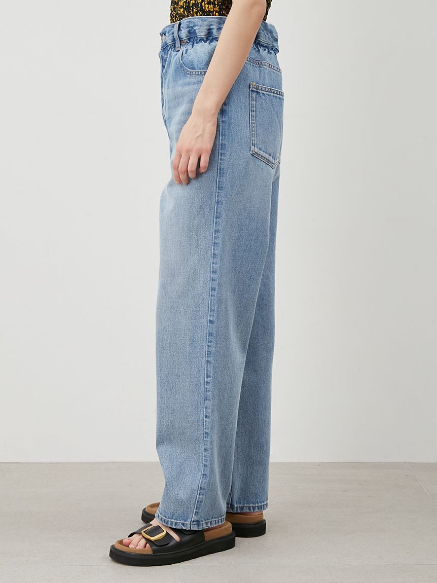 Mila Owen「【ウォッシャブル】ウエストゴムギャザーデニムパンツ」|デニム|