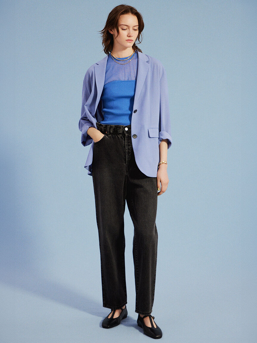 Mila Owen「【ウォッシャブル】ウエストゴムギャザーデニムパンツ」|デニム|