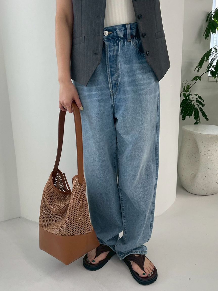 Mila Owen「【ウォッシャブル】ウエストゴムギャザーデニムパンツ」|デニム|LBLU