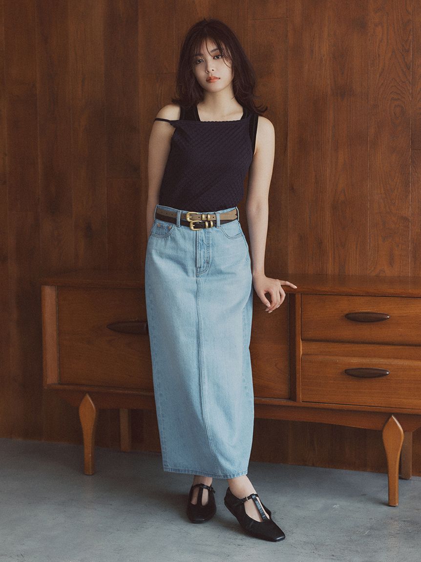 Mila Owen「後ベンツストレートマキシデニムスカート」|スカート|