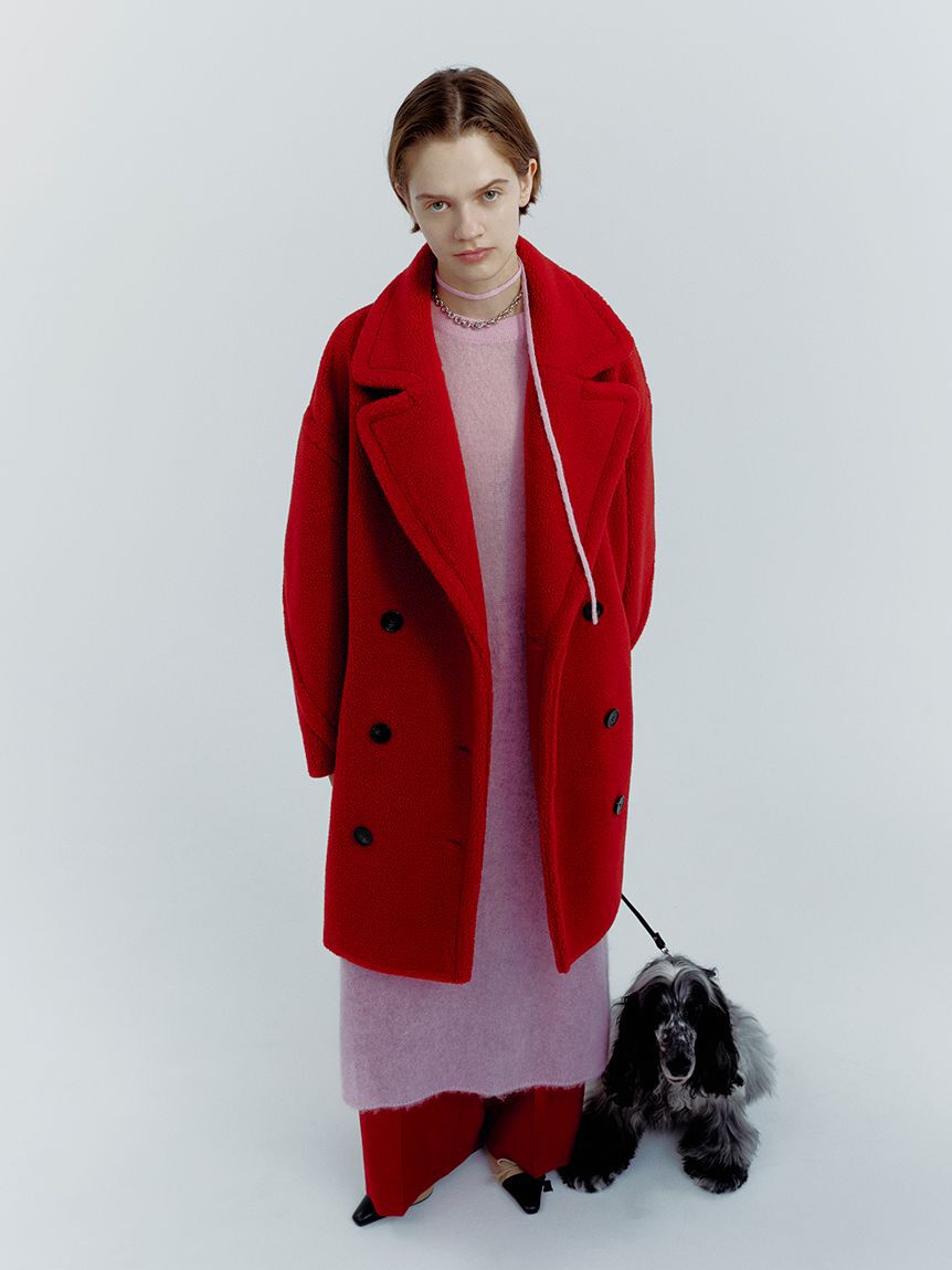 Mila Owen「オーバーサイズボアコート」|ステンカラーコート|RED