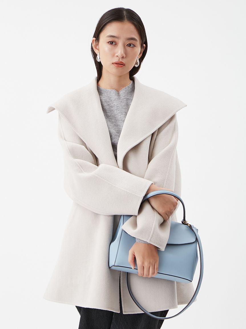 Mila Owen「共ベルト付きビックカラーミディ丈コート」|ステンカラーコート|IVR