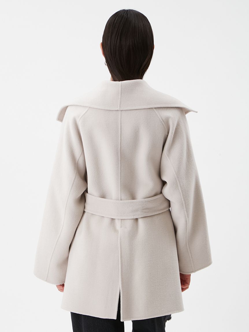 Mila Owen「共ベルト付きビックカラーミディ丈コート」|ステンカラーコート|