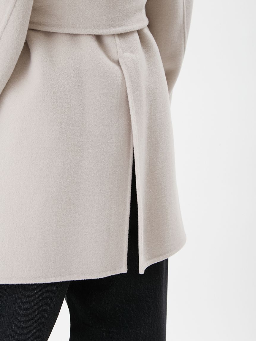 Mila Owen「共ベルト付きビックカラーミディ丈コート」|ステンカラーコート|