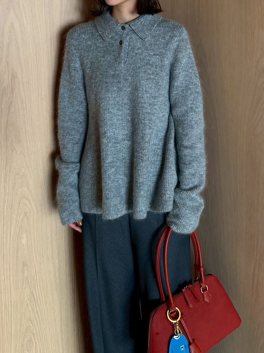 Mila Owen「4WAYモヘヤラメペプラムニットプルオーバー」|ポロシャツ|