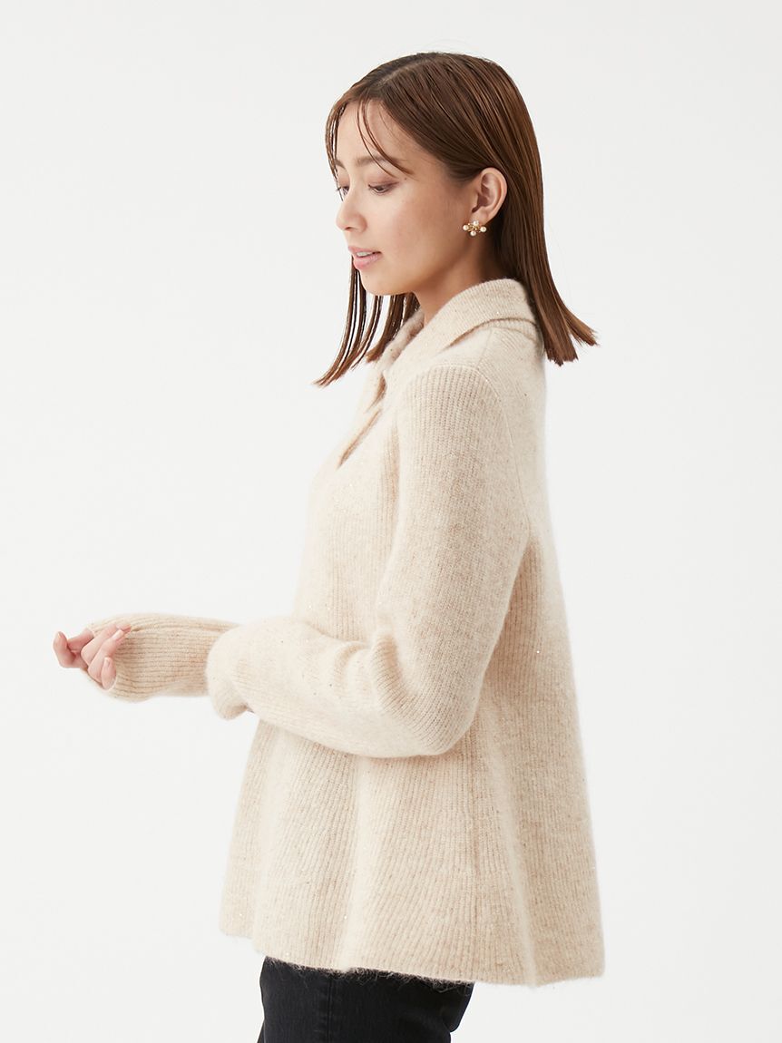 Mila Owen「4WAYモヘヤラメペプラムニットプルオーバー」|ポロシャツ|