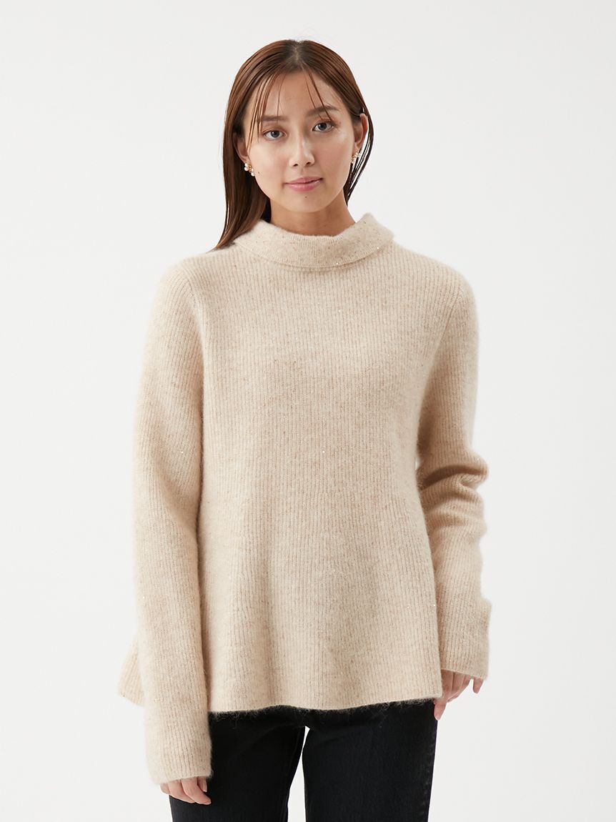 Mila Owen「4WAYモヘヤラメペプラムニットプルオーバー」|ポロシャツ|