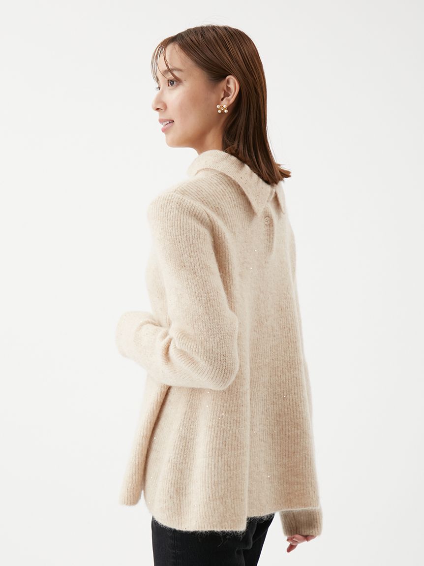 Mila Owen「4WAYモヘヤラメペプラムニットプルオーバー」|ポロシャツ|