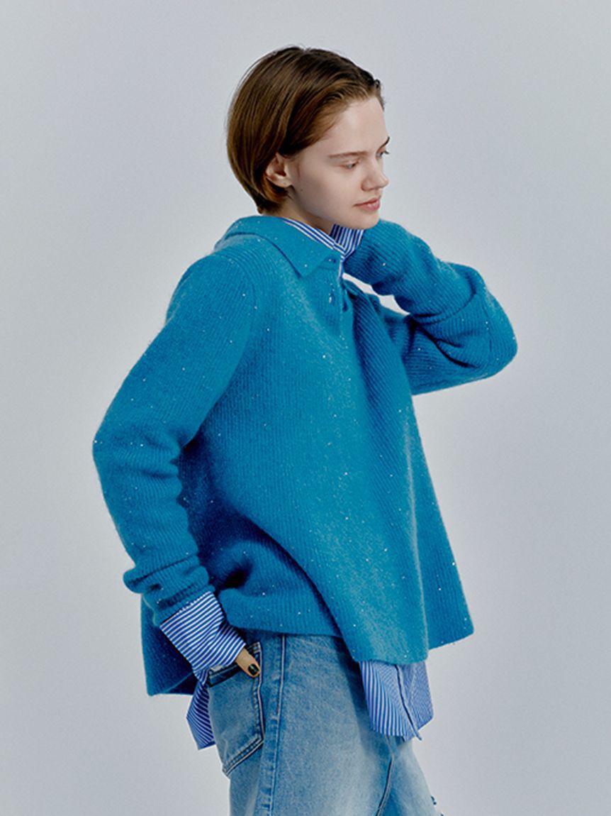 Mila Owen「4WAYモヘヤラメペプラムニットプルオーバー」|ポロシャツ|