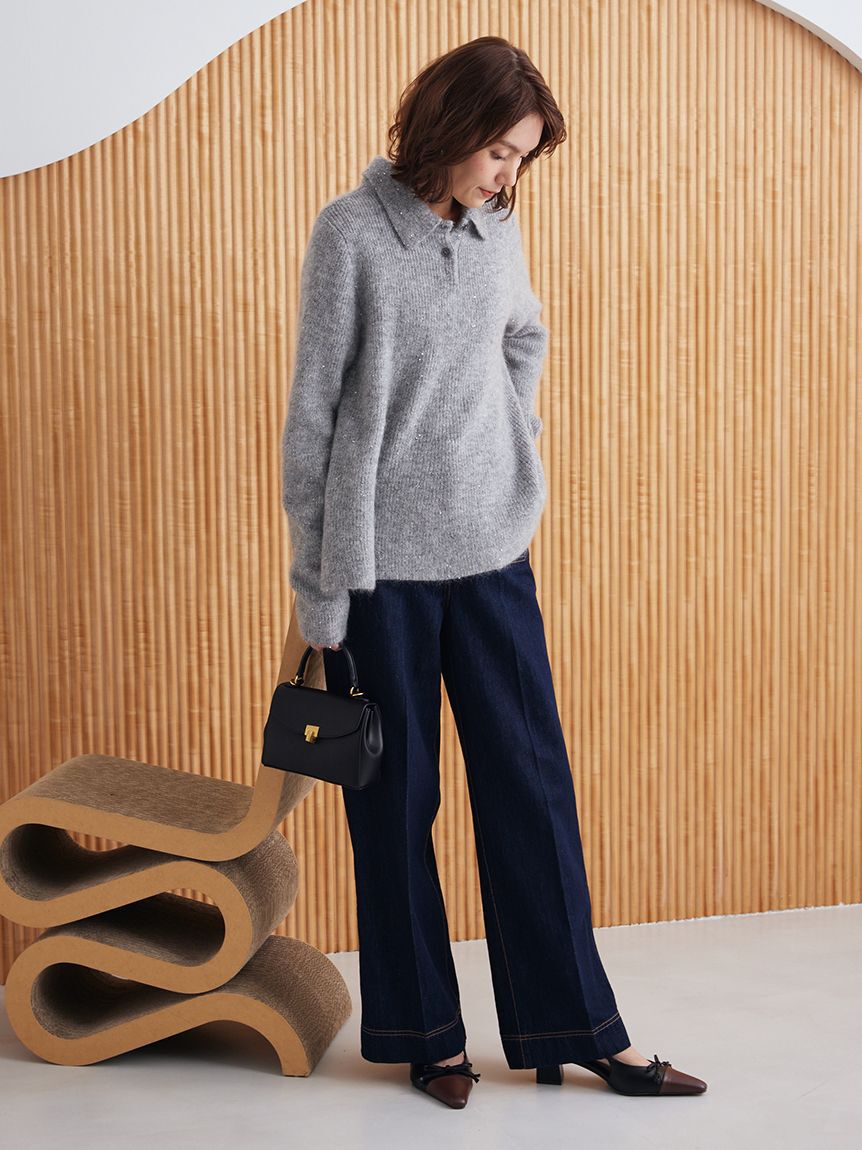 Mila Owen「4WAYモヘヤラメペプラムニットプルオーバー」|ポロシャツ|