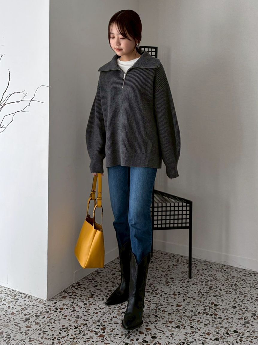 Mila Owen「センタープレス裾段差デニムパンツ」|デニム|