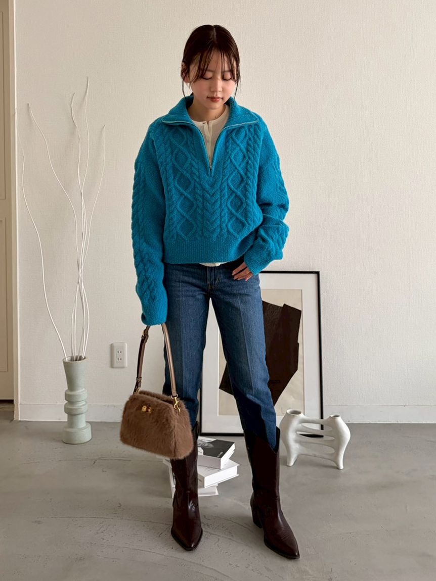 Mila Owen「センタープレス裾段差デニムパンツ」|デニム|