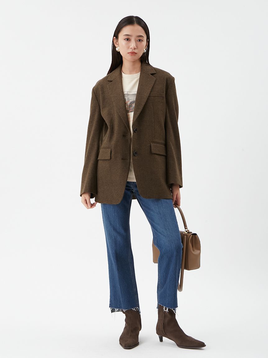 Mila Owen「センタープレス裾段差デニムパンツ」|デニム|