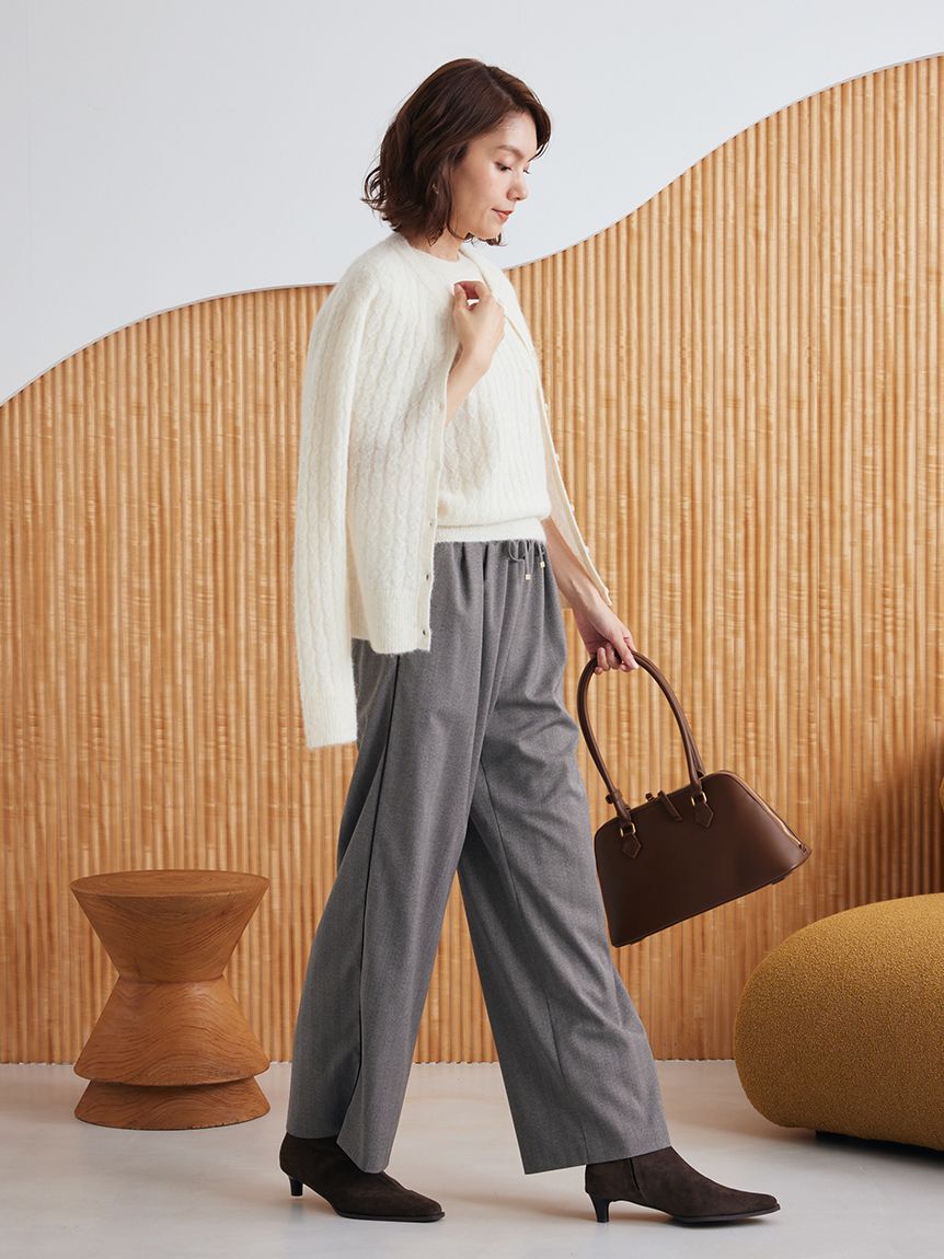 Mila Owen「ウエストゴムヘリンボーンイージーパンツ」|チノ|