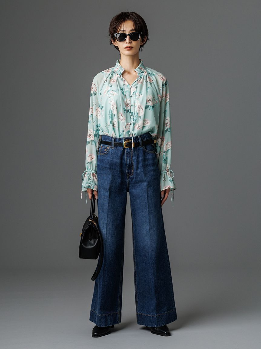 Mila Owen「ヘムデザインセミフレアデニムパンツ」|デニム|