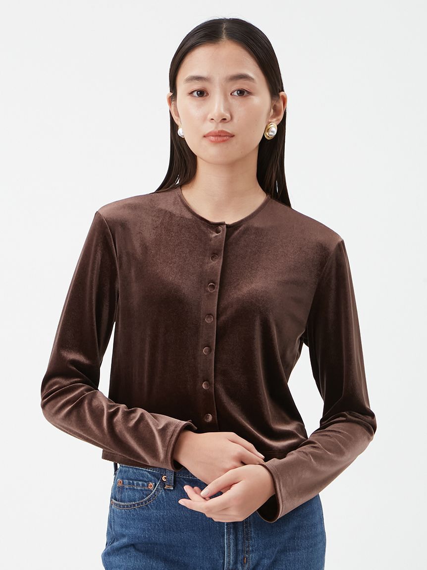 Mila Owen「くるみ釦コンパクトベロアカーディガン」|カーディガン|BRW