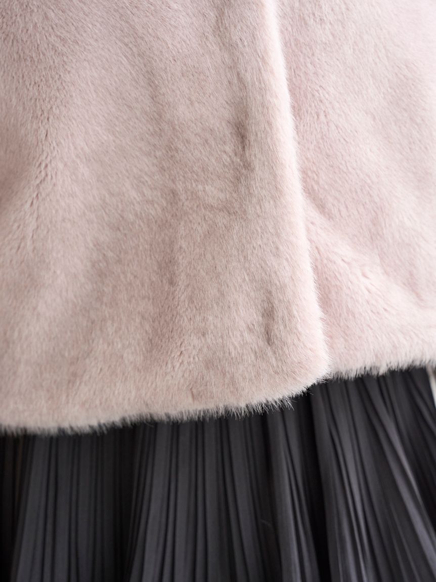 SNIDEL「ステンカラーショートファーコートジャケット」|ステンカラーコート|