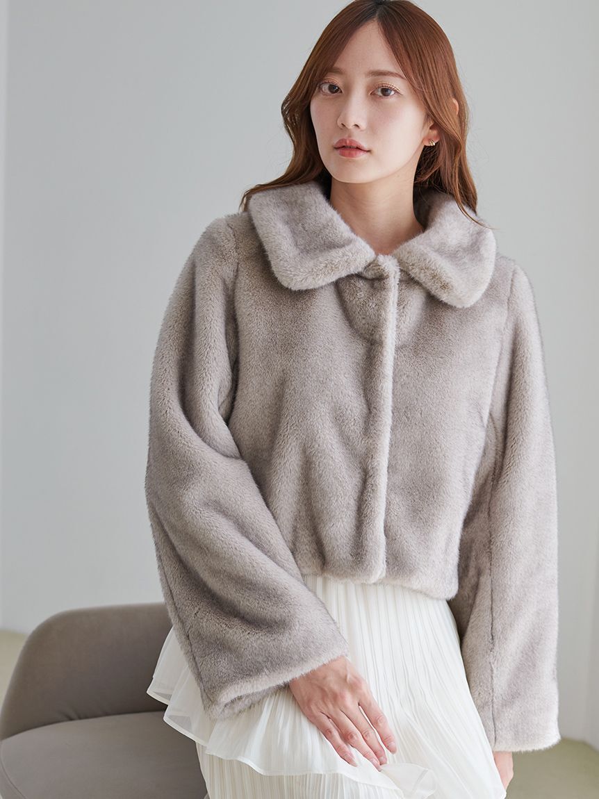 SNIDEL「ステンカラーショートファーコートジャケット」|ステンカラーコート|