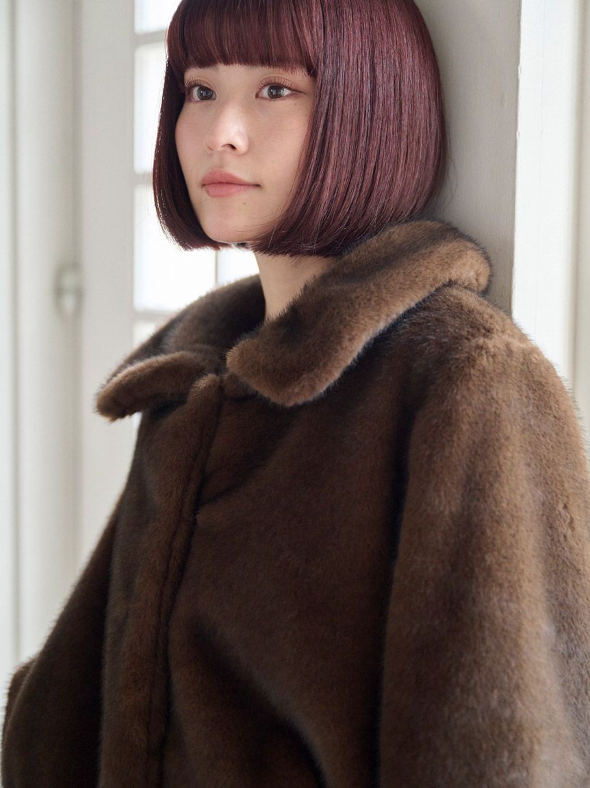 SNIDEL「ステンカラーショートファーコートジャケット」|ステンカラーコート|