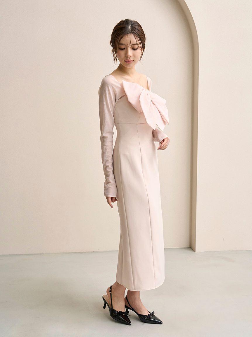 SNIDEL「オフショルリボンドレス【カンヘウォン着用】」|ドレス|