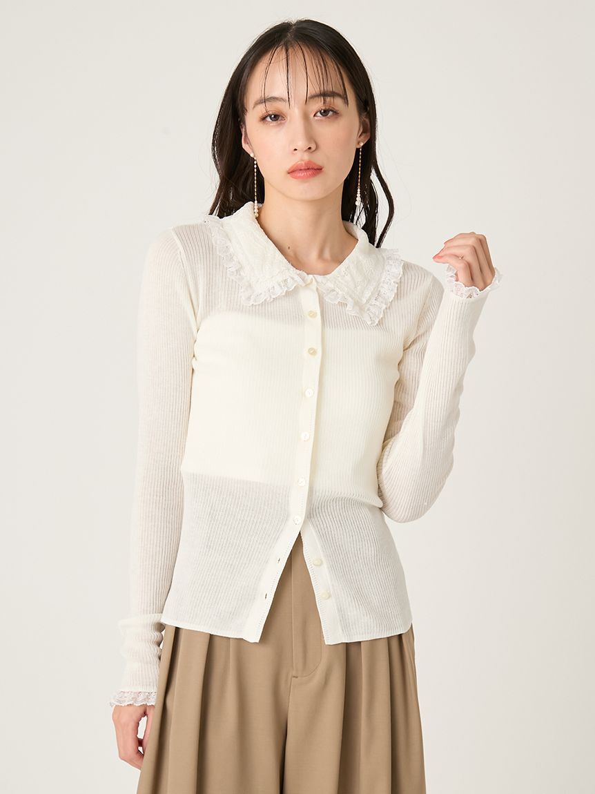 FRAY I.D「レースカラーニットカーディガン」|カーディガン|