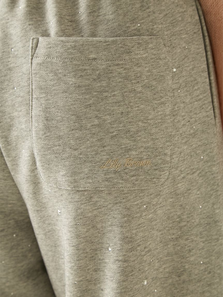 LILY BROWN「【WEB限定00サイズ】ビジューワイドスウェットパンツ」|チノ|